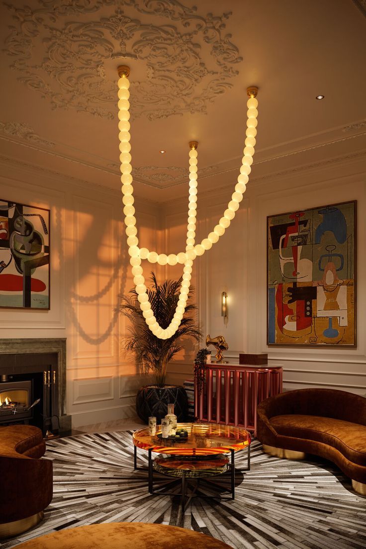 luxury home interior design with statement lighting